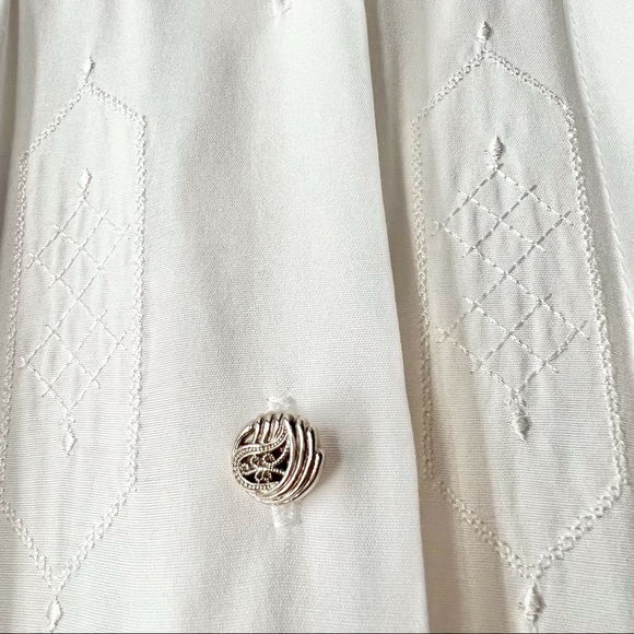 Vintage white button up embroidered long sleeve blouse shoulder pads S - Picture 13 of 16